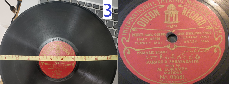 78 RPM disc of unusual size
A Multi track, International Talking Machine Co. m.b.H. [ODEON] ‘s 10 ¼(Ten and quarter ) inch re